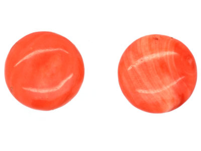 Edwardian Silver Gilt & Natural Coral Bouton Earrings
