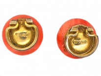 Edwardian Silver Gilt & Natural Coral Bouton Earrings