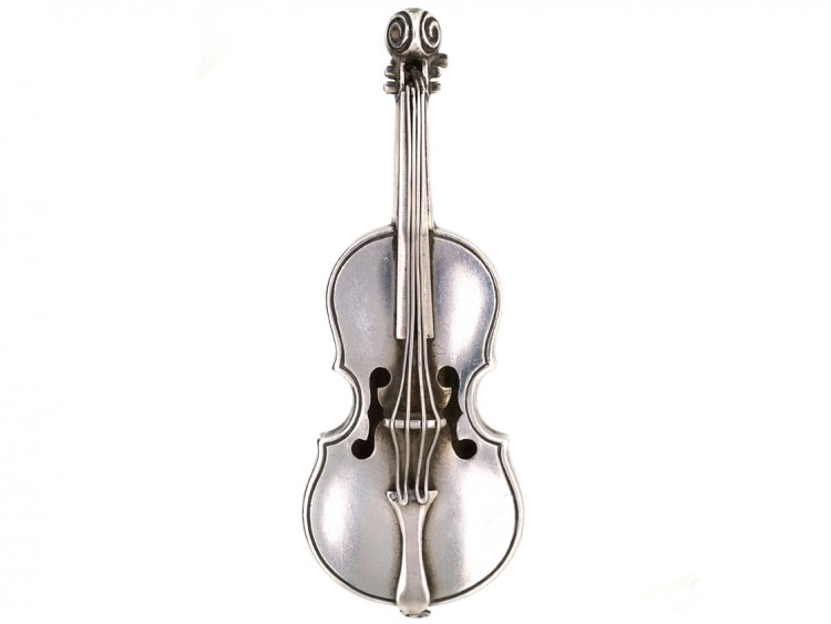 Victorian Silver Violin Brooch