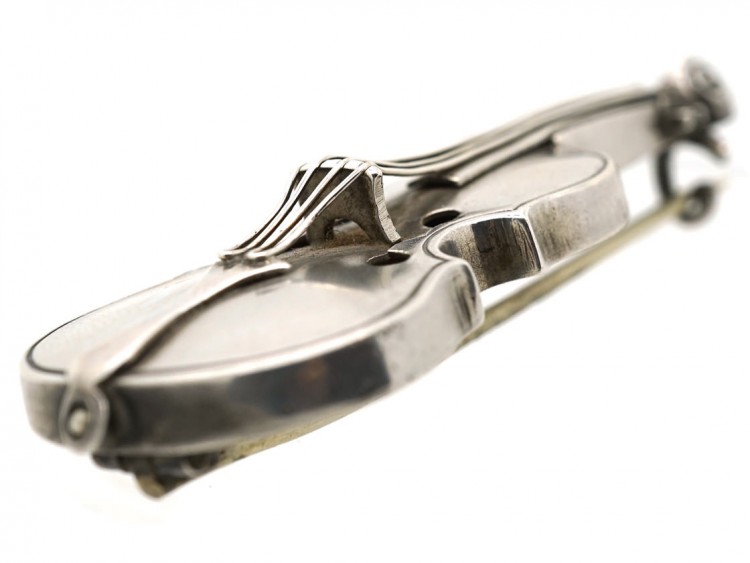 Victorian Silver Violin Brooch