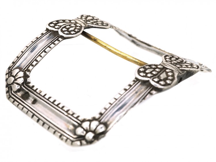 Large 18th Century French Silver Buckle With Bow Design
