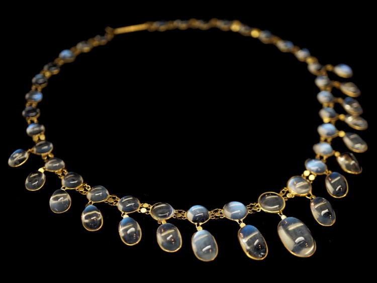 Edwardian 15ct Gold Moonstone Festoon Necklace