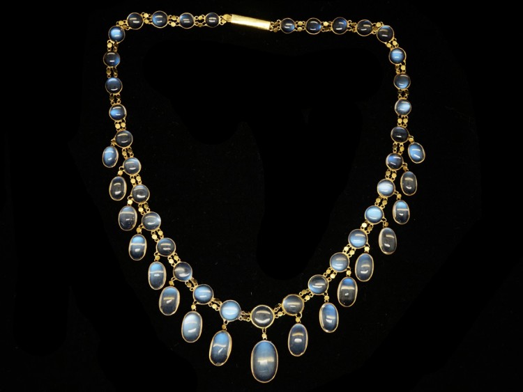 Edwardian 15ct Gold Moonstone Festoon Necklace