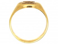 French 18ct Gold Signet Ring With Engraved Crest