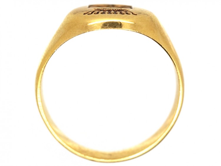 French 18ct Gold Signet Ring With Engraved Crest