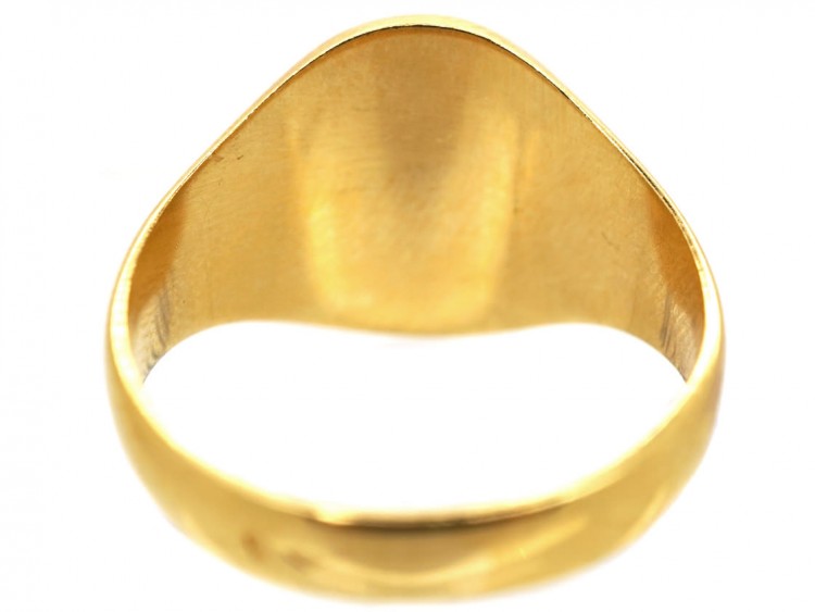 French 18ct Gold Signet Ring With Engraved Crest