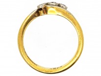 Edwardian 18ct Gold & Platinum, Diamond Three Stone Twist Ring