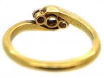 Edwardian 18ct Gold & Platinum, Diamond Three Stone Twist Ring