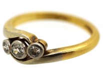 Edwardian 18ct Gold & Platinum, Diamond Three Stone Twist Ring
