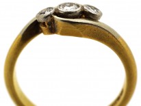 Edwardian 18ct Gold & Platinum, Diamond Three Stone Twist Ring