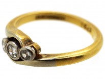 Edwardian 18ct Gold & Platinum, Diamond Three Stone Twist Ring