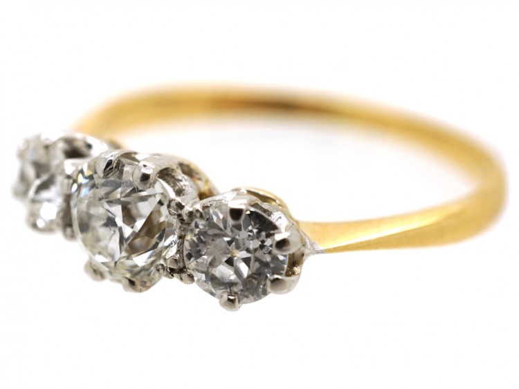 18ct Gold & Platinum, Diamond Three Stone Ring