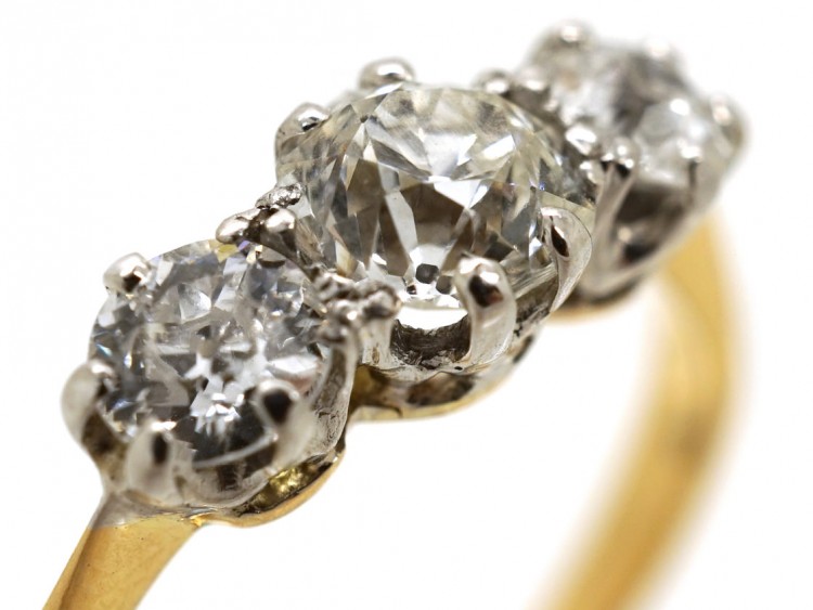 18ct Gold & Platinum, Diamond Three Stone Ring