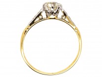 Art Deco Diamond Solitaire Ring With Diamond Set Shoulders