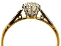 Art Deco Diamond Solitaire Ring With Diamond Set Shoulders