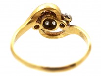 Edwardian 18ct Gold & Platinum, Diamond Cluster & Twist Ring