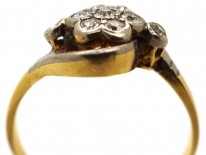 Edwardian 18ct Gold & Platinum, Diamond Cluster & Twist Ring