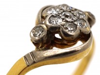 Edwardian 18ct Gold & Platinum, Diamond Cluster & Twist Ring