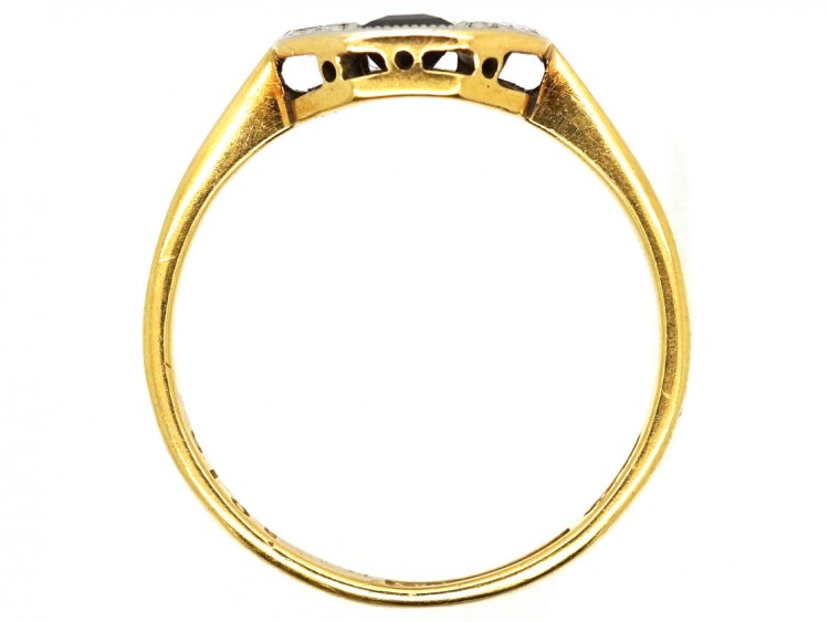 Art Deco 18ct Gold & Platinum Rectangular Sapphire & Diamond Ring