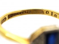 Art Deco 18ct Gold & Platinum Rectangular Sapphire & Diamond Ring