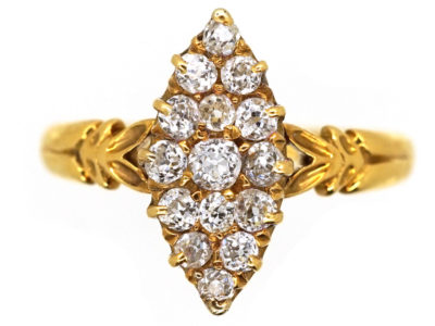 Victorian Marquise Shaped Diamond Set 18ct Gold Ring