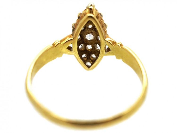 Victorian Marquise Shaped Diamond Set 18ct Gold Ring