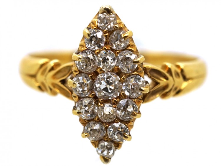 Victorian Marquise Shaped Diamond Set 18ct Gold Ring
