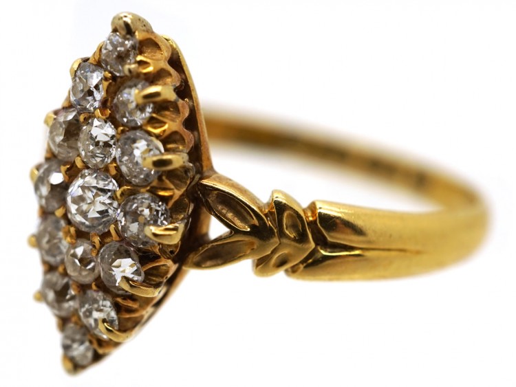 Victorian Marquise Shaped Diamond Set 18ct Gold Ring