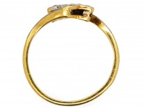 Edwardian 18ct Gold & Platinum Diamond Set Ivy Leaf Ring
