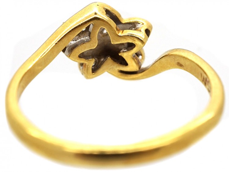 Edwardian 18ct Gold & Platinum Diamond Set Ivy Leaf Ring