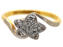 Edwardian 18ct Gold & Platinum Diamond Set Ivy Leaf Ring