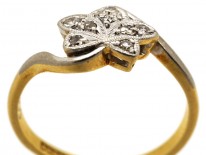 Edwardian 18ct Gold & Platinum Diamond Set Ivy Leaf Ring