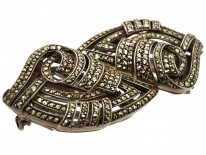 Art Deco Silver & Marcasite Double Clip Brooch