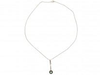 Art Deco Emerald & Diamond Target Pendant on Chain