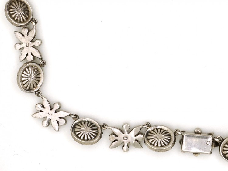 Silver, Blue & White Paste Necklace