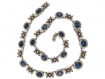 Silver, Blue & White Paste Necklace