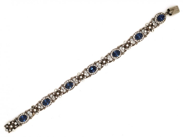 Silver, Blue & White Paste Bracelet
