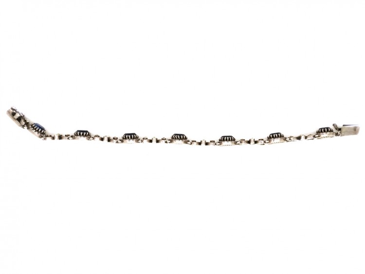 Silver, Blue & White Paste Bracelet