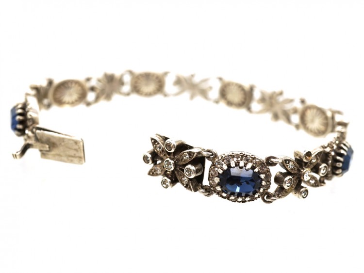 Silver, Blue & White Paste Bracelet