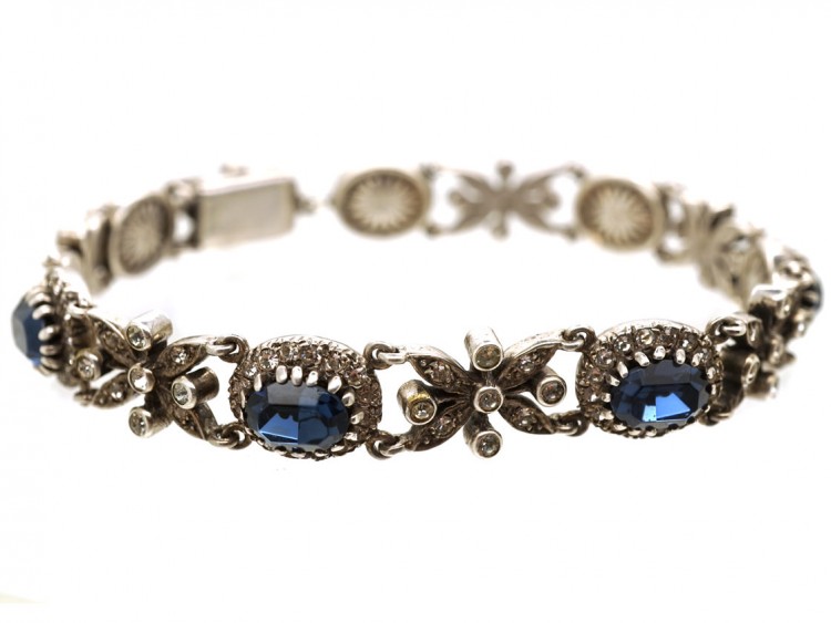 Silver, Blue & White Paste Bracelet