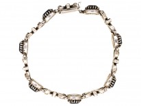 Silver, Blue & White Paste Bracelet