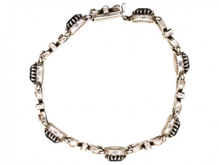 Silver, Blue & White Paste Bracelet