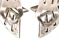 Art Deco Silver Clip On Wing Earrings