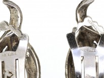 Art Deco Silver ​& Marcasite Cross Over Clip On Earrings