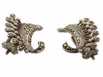 Art Deco Silver & Marcasite Clip On Wing Earrings