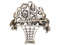 Edwardian Silver, Marcasite ​& Coloured Paste Flower Basket Brooch