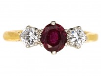 Ruby & Diamond Three Stone Ring