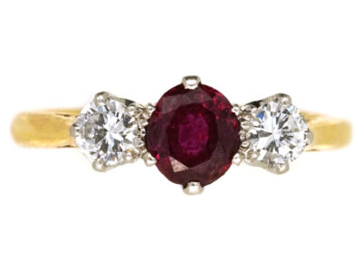 Ruby & Diamond Three Stone Ring