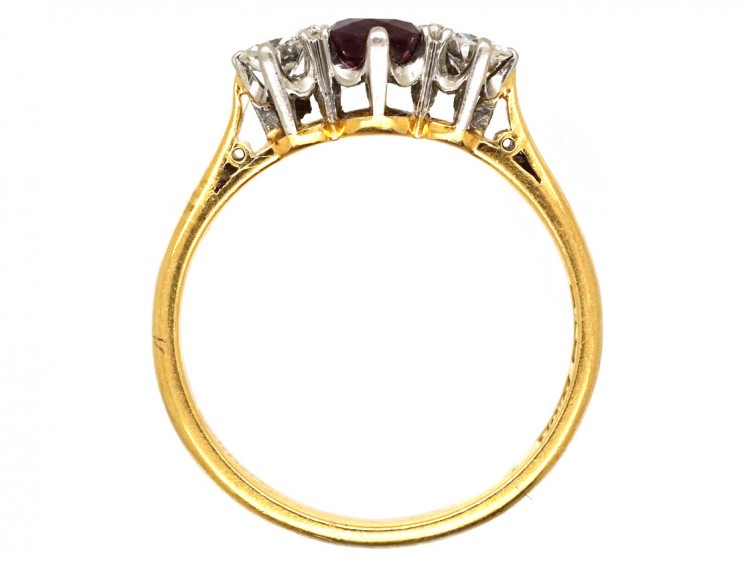 Ruby & Diamond Three Stone Ring