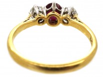 Ruby & Diamond Three Stone Ring